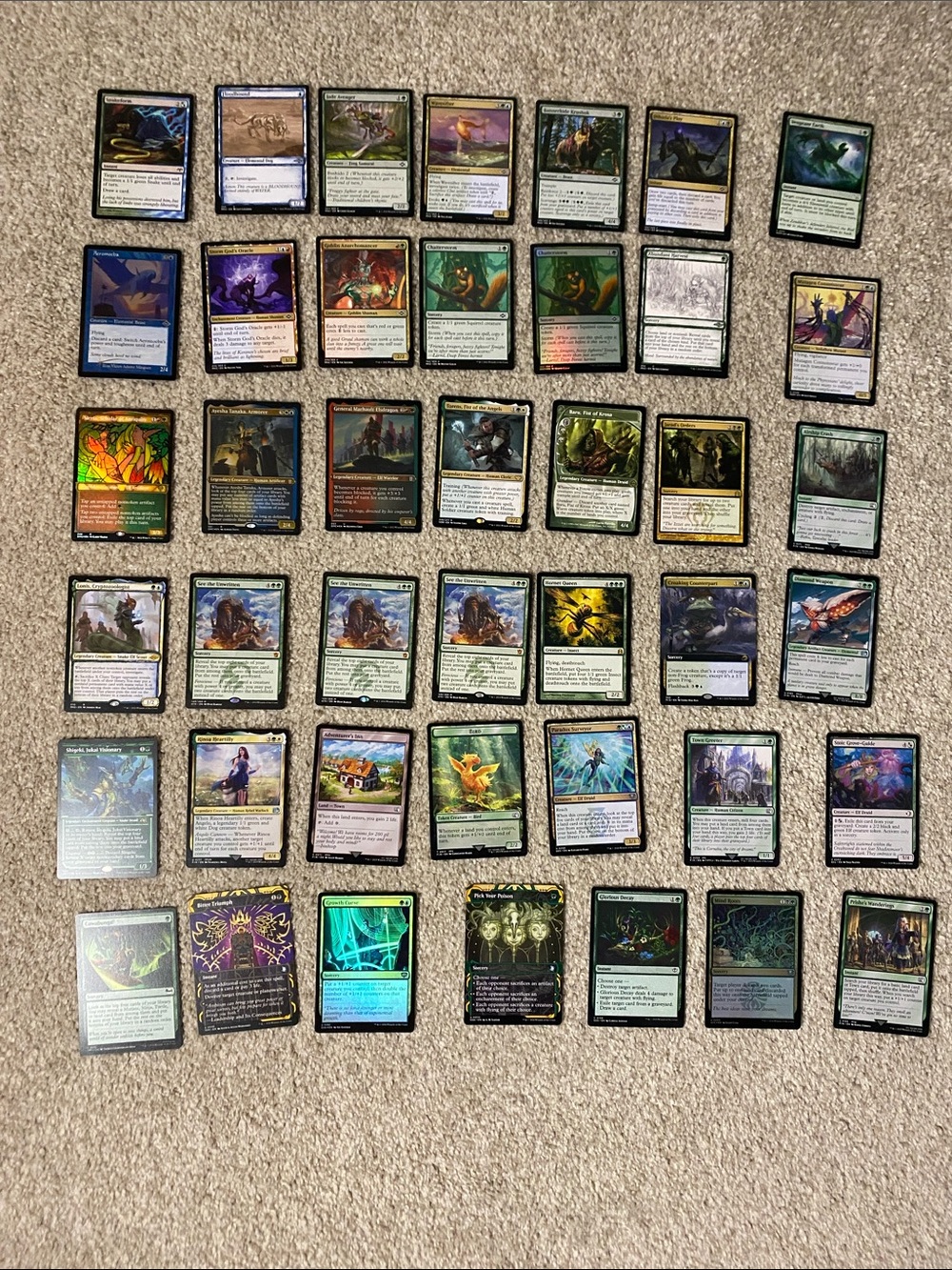 Magic Cards Green and Multicolor Card Lot - 42 Collectible Trading Cards